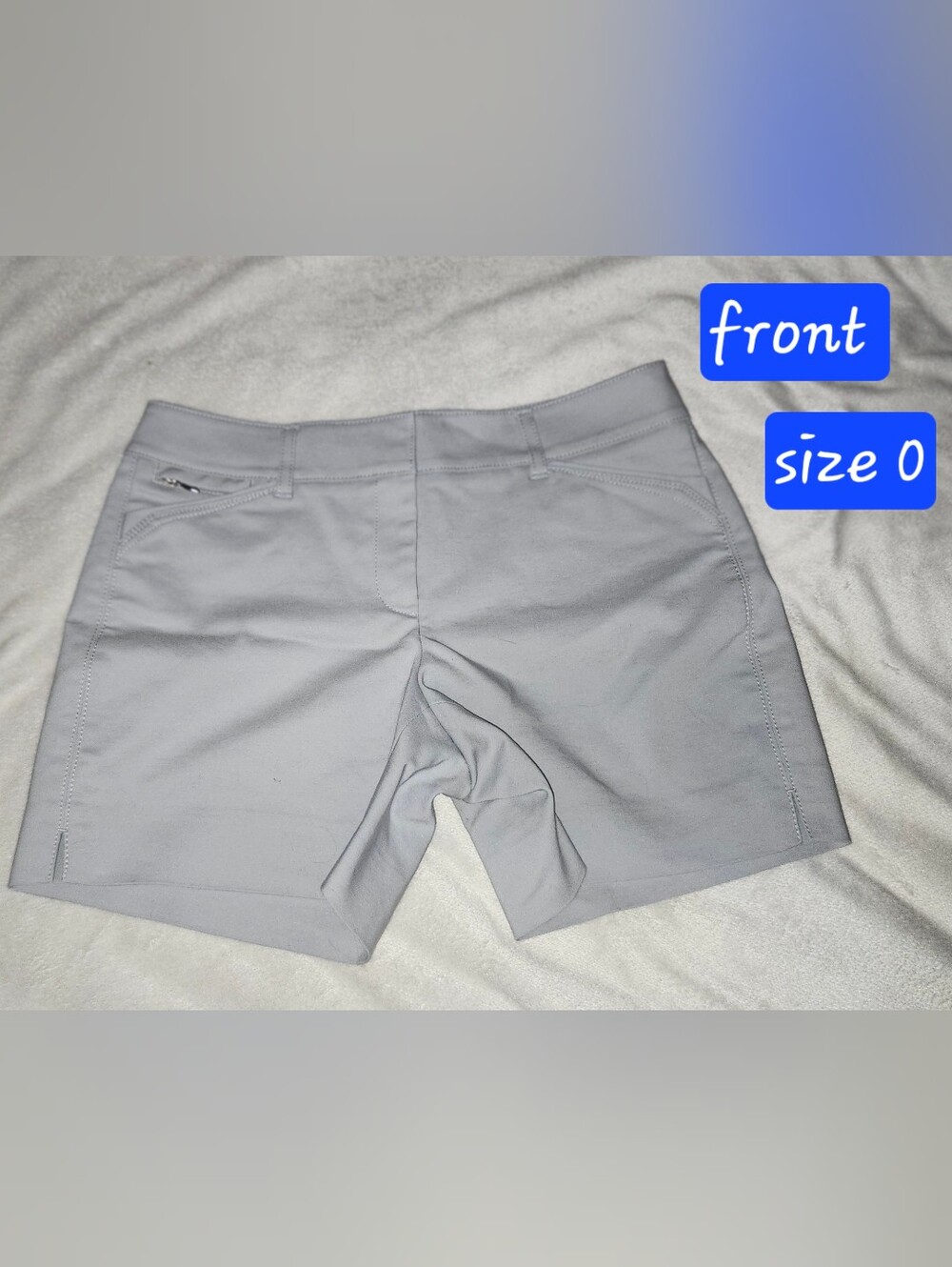 White House Black Market Striped Khaki Shorts Size 0 Gray White 16" Flat Waist